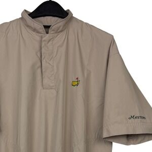 Masters Collection Windshirt Mens M‎ Short Sleeve Golf Pullover Windbreaker Tan